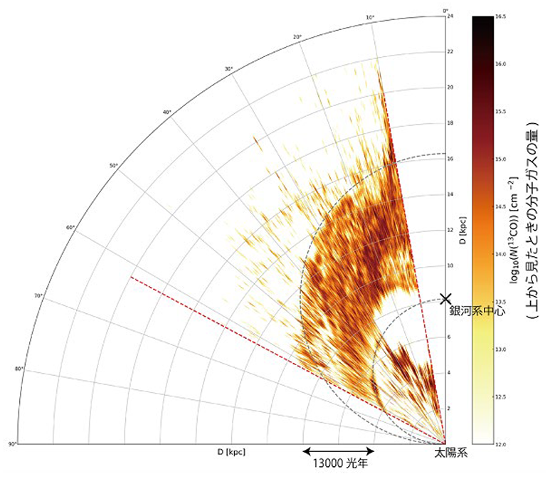 本研究で得られた天の川銀河の星間分子ガスの分布