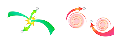 Fig. 1 Images of collisional diffusion (left) and turbulence diffusion (right)