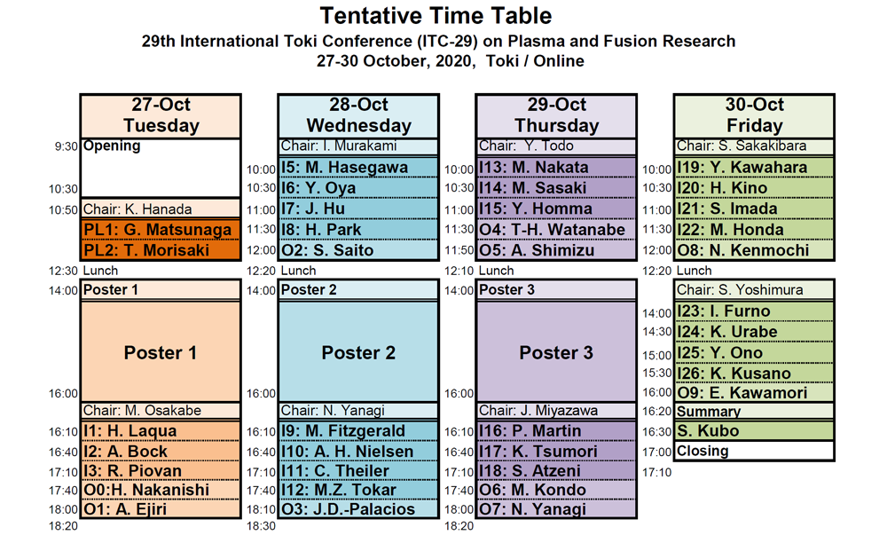 Tentative Time Table