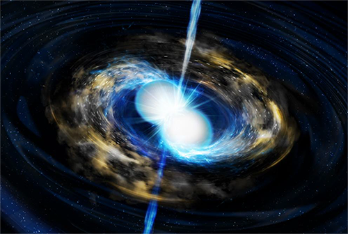 図1:中性子星合体と「キロノバ」の想像図