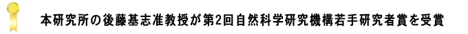 本研究所の後藤基志准教授が第２回自然科学研究機構若手研究者賞を受賞