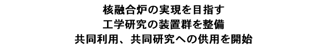 核融合炉の実現を目指す工学研究の装置群を整備共同利用、共同研究への供用を開始