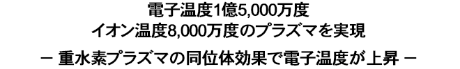 －電子温度1億5,000万度イオン温度8,000万度のプラズマを実現－