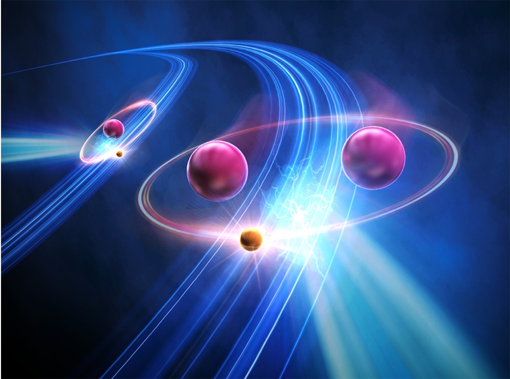 µCF反応過程におけるミュオン分子とミュオン原子からのX線放出のイメージ